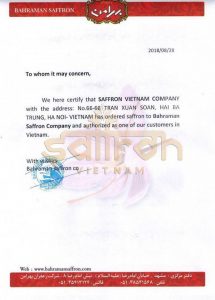 giấy chứng nhận nhụy hoa nghệ tây saffron việt nam